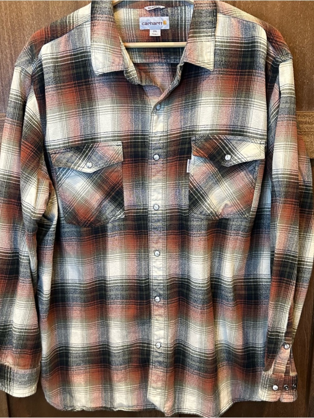 Carhartt Plaid Button-Down Shirt with Pearl Snaps